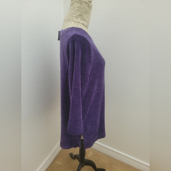 J.JILL WEAREVER CHENILLE KNIT A-LINE TUNIC NIGHTSHADE PURPLE - L - Picture 4 of 5